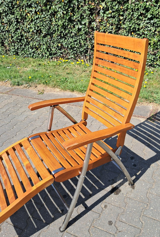 Image 1 of Stylist-Line Deckchair/Lounging Chair with Detachable Footrest and Cushion