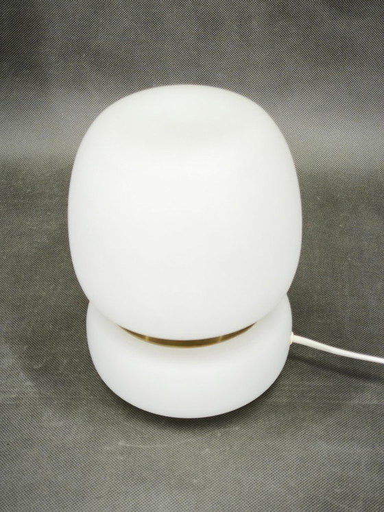 Image 1 of Czech Opaline Glass and Brass Table Lamp, 1970s