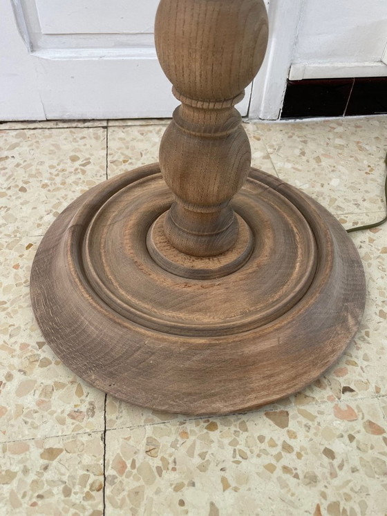 Image 1 of Lampada da terra vintage in legno tornito con paralume in corda, anni '60