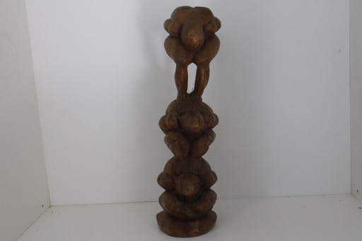 Tótem Yogiman de Madera Grande (56 cm) - Orang Malu - Madera Maciza de Suar – decoratieve objecten, Wood