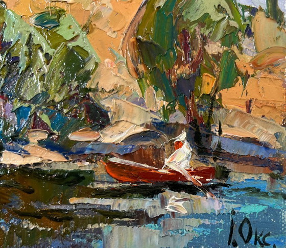 Image 1 of Original Oil Painting Summer Coastal Landscape High noon heat