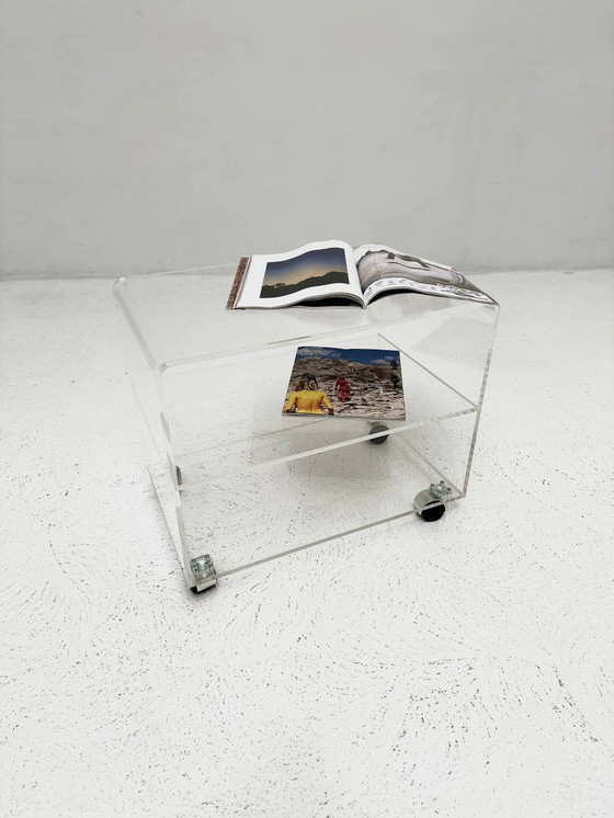 Image 1 of Space Age side table small made of plexiglass on castors