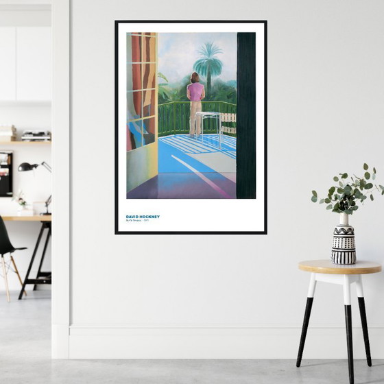 Image 1 of Op het terras - D. Hockney - 1966 - Poster 70 x 100 cm