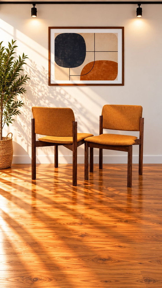 6 sedie da pranzo vintage Kush+co design scandinavo, Tessile, Legno, Marrone (foto 10 di 10)