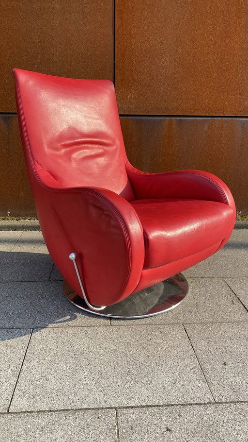 Sedia a dondolo Koinor Design in pelle rossa