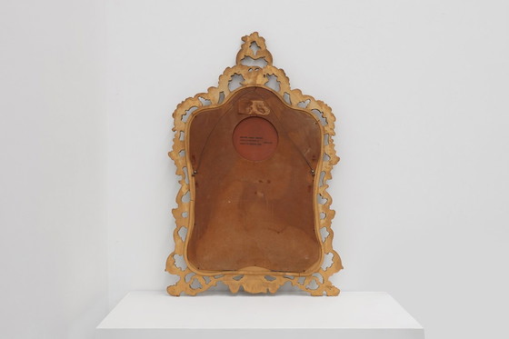 Image 1 of Belgische barokke vergulde spiegel in Lodewijk XV-stijl met label "Knitter-Duro Brevete", jaren 50