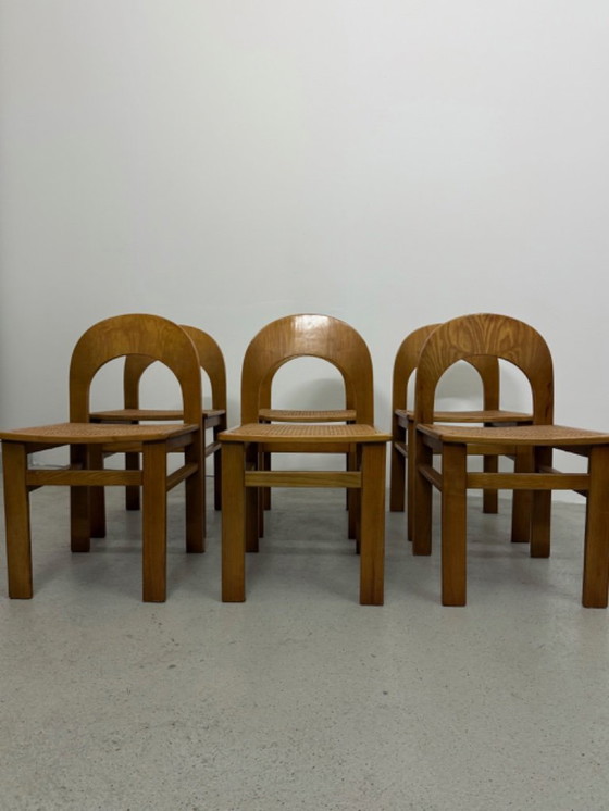 Image 1 of 6x 'Arcadia' stoelen van A. Caraceni, Italië jaren 70
