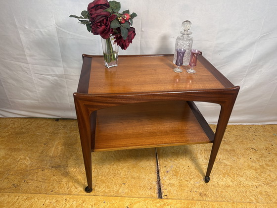 Image 1 of Mid Century Retro Vintage Teak & Afromosia serveerwagen - Deens ontwerp, jaren 1960