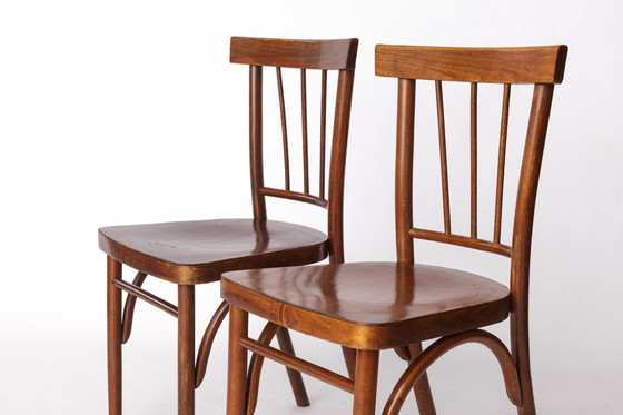 Image 1 of Pair of Soviet Beech Dining Chairs – 1978 Vintage, Refurbished Wood Frame