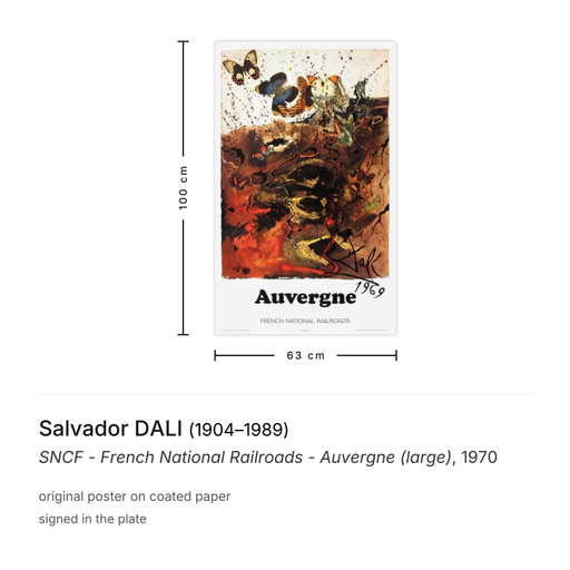 Salvador DALI SNCF - French National Railroads - Auvergne (large) Poster 1970