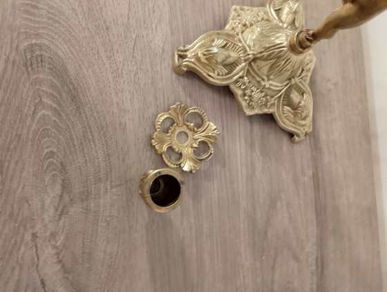 Image 1 of Candélabres baroque en laiton massif style baroque Louis xv chérubin putti 