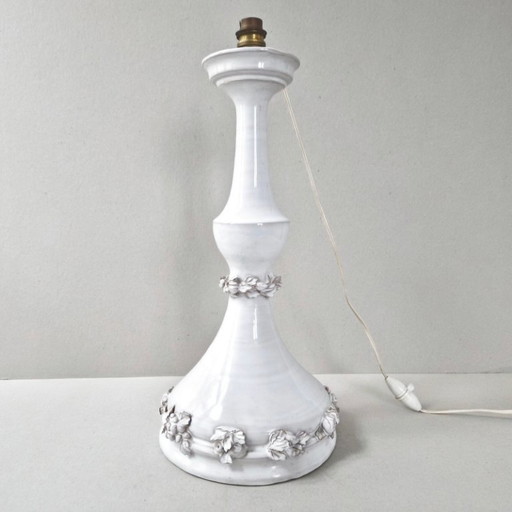 Vintage 1950s Italian ceramic lamp with floral decoration.