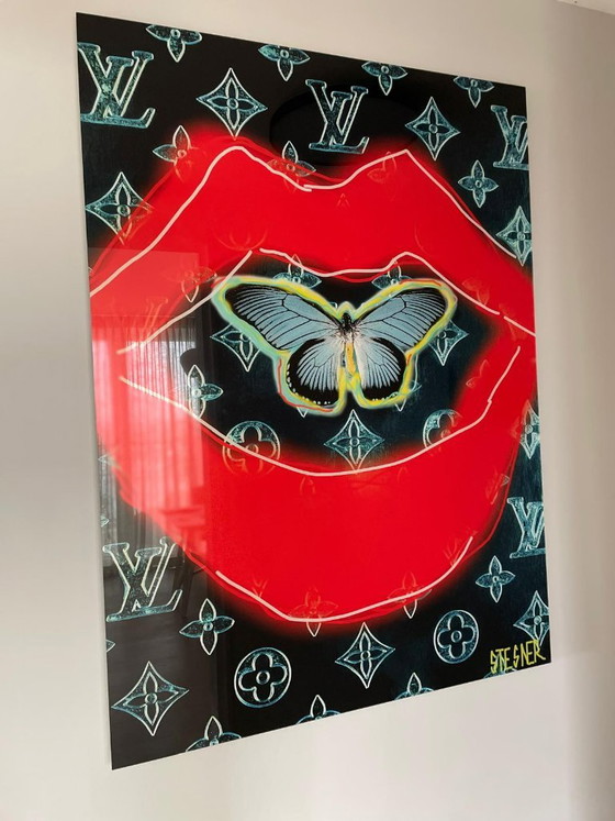 Splendida opera d'arte "Lipfly" di David Stesner (Cobra Art), Condizioni perfette!, Fotografie, Plexiglass (foto 5 di 5)