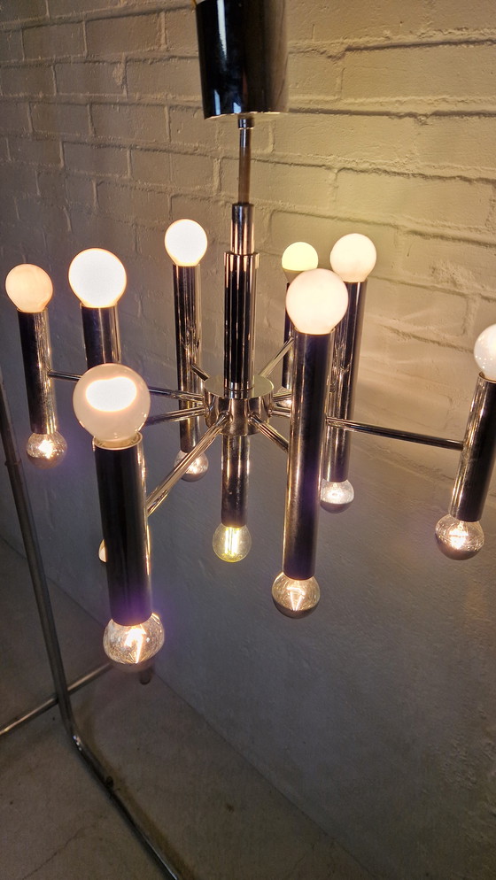 Image 1 of Verchromte Pendelleuchte von Gaetano Sciolari für Boulanger, 1960