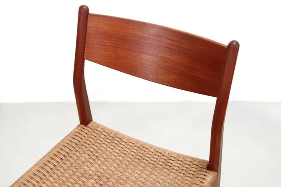 Set of four teak and papercord Marten Franckena chairs for Fristho – Dining chairs, Scandinavian (photo 5 of 8)
