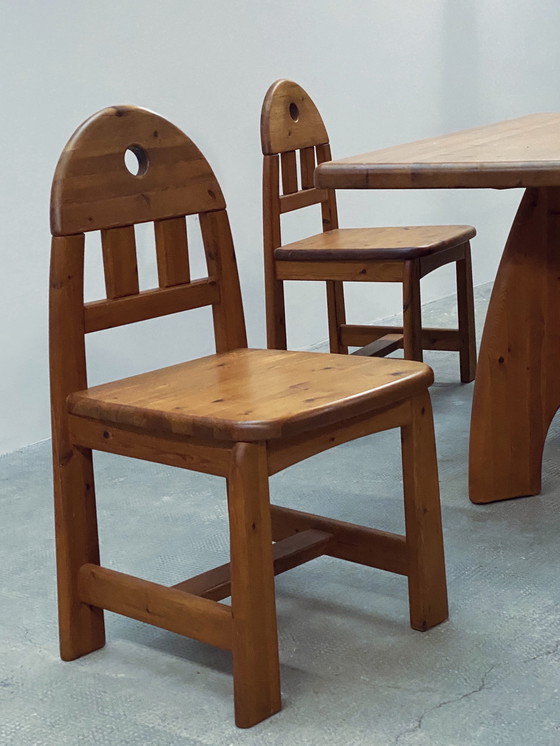 Image 1 of Eetkamerset Eettafel en 4 stoelen Massief grenen hout Wasa Rauner Daumiller stijl