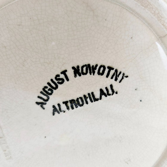 Image 1 of Antique August NOWOTNY ALTROHLAU Wall Deep Plate From Bohemia | Very Old Porcelain Hand-painted Floral Hanging Plate From 1890s 