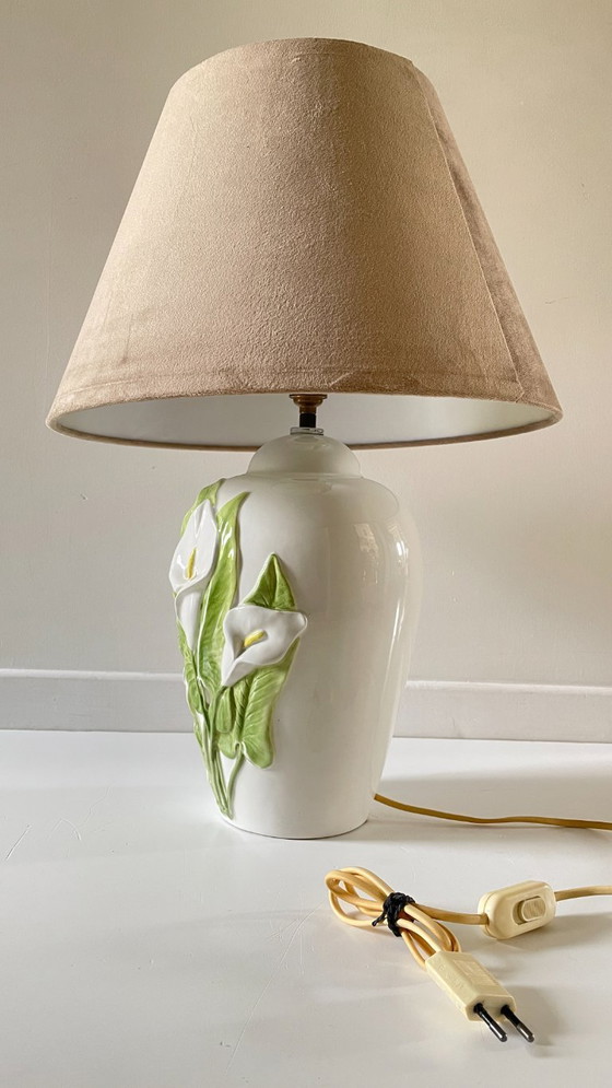 Image 1 of LAMPE Italienne Fleurs d'ARUM Vintage