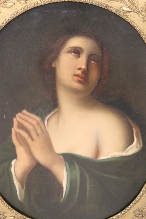 Image 1 of Pintura al óleo sobre lienzo, María Magdalena en oración, siglo XIX