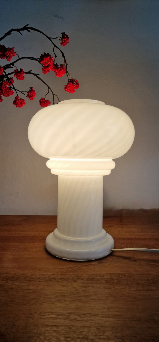 Image 1 of Vintage Murano Table Lamp Mushroom Swirl
