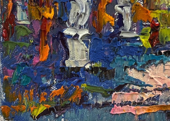 Original-Ölgemälde: Sommerliche Straßenlandschaft, Spaziergang im Park – Gemälde & Zeichnungen, Canvas (photo 6 of 8)