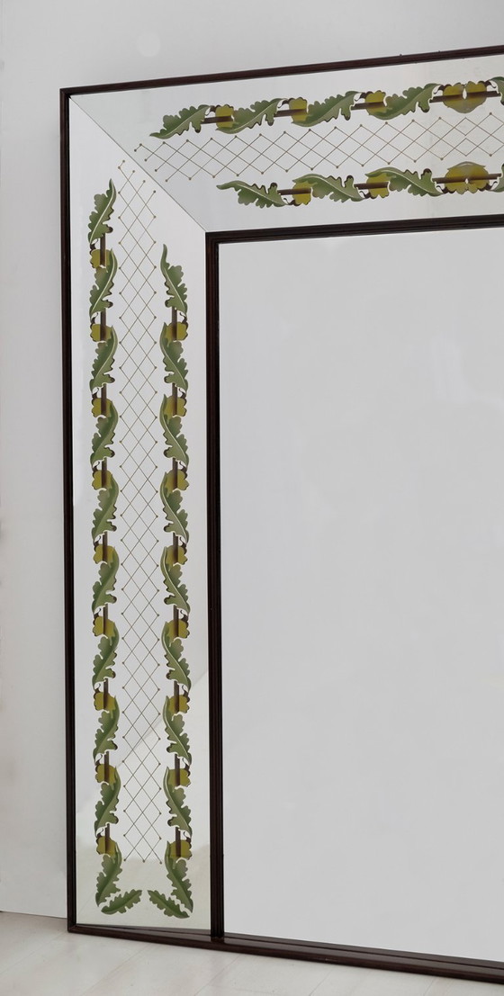 Image 1 of Luigi Brusotti Mid-Century Modern Italian Decorated Mirror, 1940s