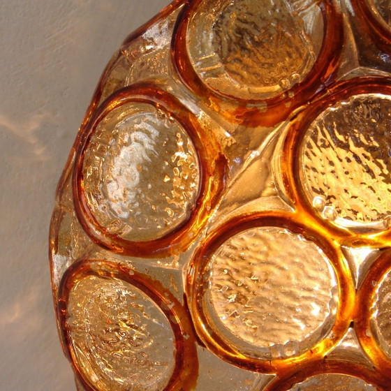 Image 1 of Helena Tynell pour Glashütte Limburg | Plafonnier Amber Bubble | Années 1950/60