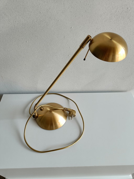 Italiaanse messing bureaulamp met verstelbare kap, minimalistisch design, jaren 80/90