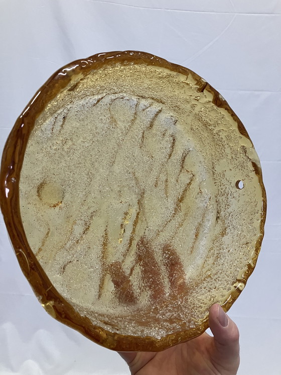 Image 1 of Lampada da soffitto o da parete in vetro ambrato vintage