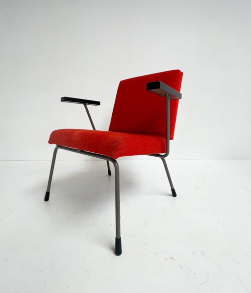 Fauteuil Gispen 1401 rouge de Wim Rietveld, années 1950