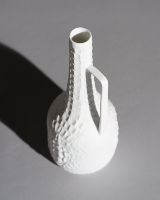 Image 1 of AK Kaiser Biscuit Porcelain Reptile Crocodile Vase Trio Manfred Frey Germany 70s