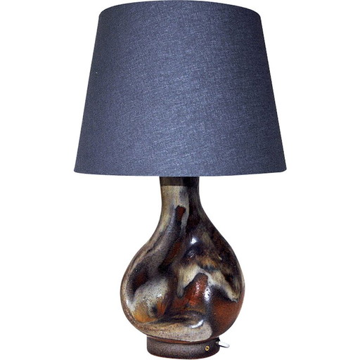 Vintage organically shaped ceramic table lamp by Axella Stentøj, Denmark 1960