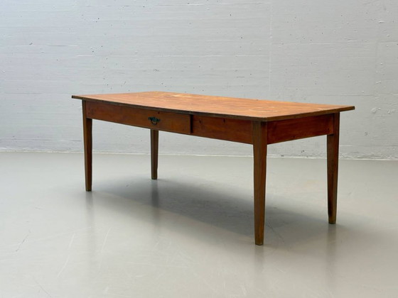 Image 1 of Farmhouse wooden table made of solid softwood, 1960s