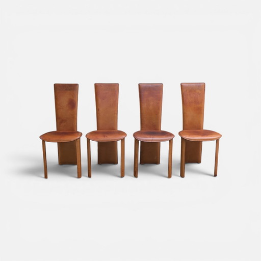 4 fauteuils en cuir Frag Psyra. Fabrication artisanale italienne.