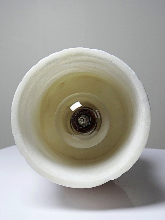 Image 1 of Night light lamp in carved white alabaster, classical style, circa 1950-1970
