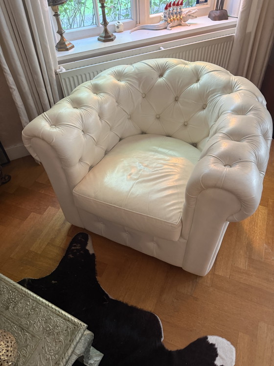 Jan des Bouvrie Chesterfield – set completo in pelle bianca – Divani 2 posti (photo 4 of 5)