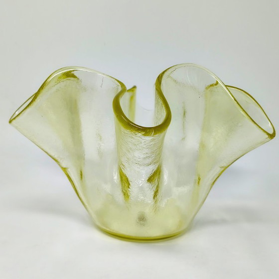 Image 1 of 1970s Italian Murano Glass Yellow "Fazzoletto" Handkerchief Vase by Dogi