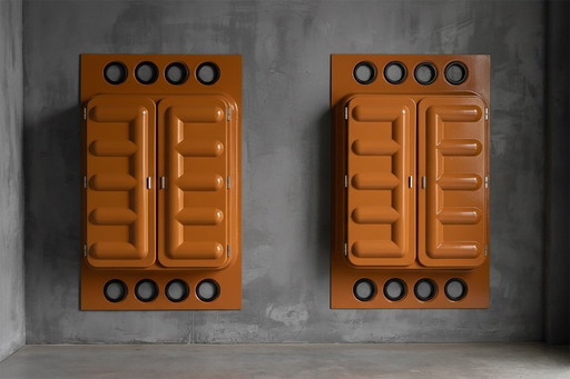 Edition Somop-garderobekast in oranje gegoten plastic, Frankrijk, jaren 70