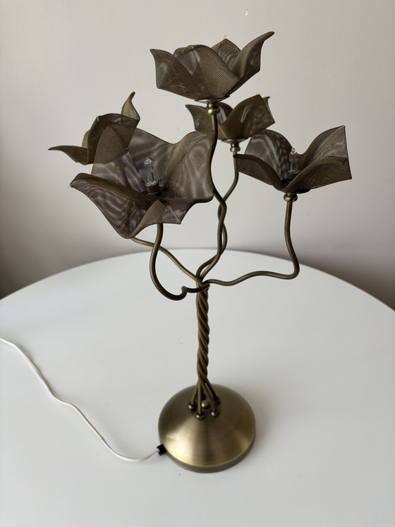 Image 1 of Lampe à fleurs de style Maison Jansen des années 1980 par Van De Heg - Hollywood Regency