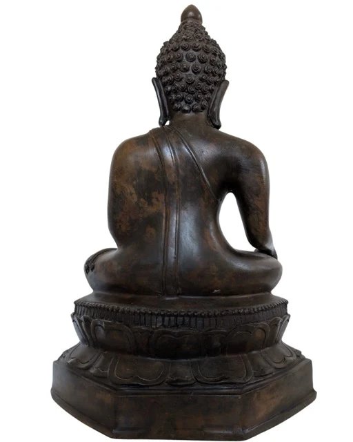 Grande Buddha Thai in Bronzo – Bhumisparsha Mudra – Stile Ayutthaya – 40 cm (8 kg) – Sculture, Bronze (photo 5 of 10)