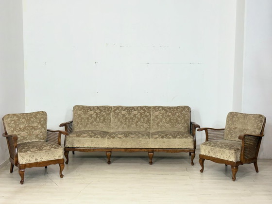 Image 1 of Chippendale bankstel / zitmeubelset / bank en fauteuils – vintage uit de jaren 60
