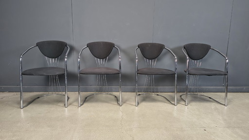 Vintage chrome dining chairs by Effezeta, 1970s - set of 4
