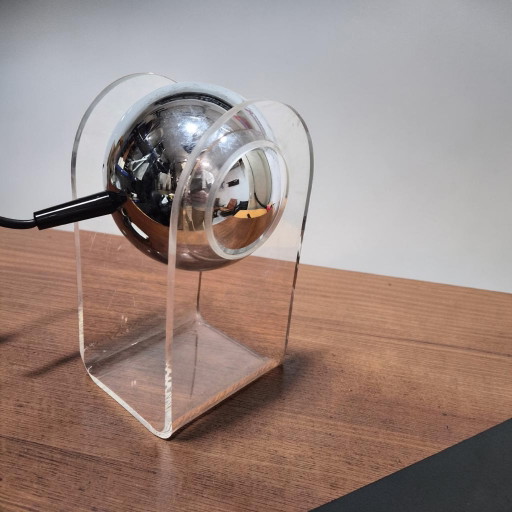 Vintage Space Age Chrome Acrylic Table Lamp Eyeball Gino Sarfatti – tafellampen