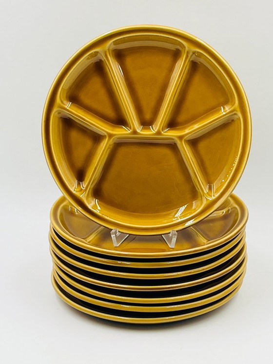 Lot de 6 Assiettes Fondue Gien Caramel Vintage – Vaisselle, Ceramic (photo 2 of 10)