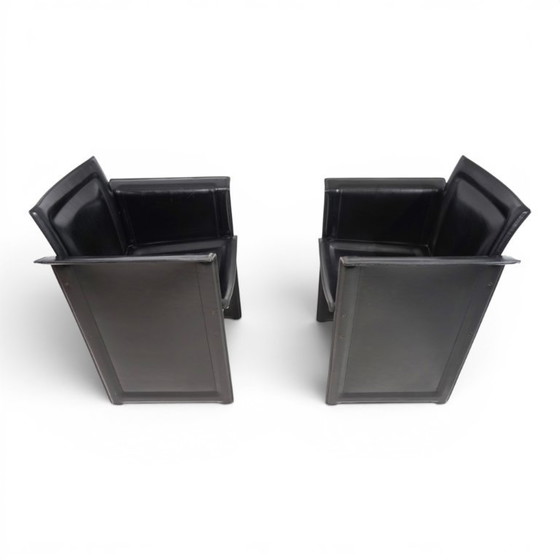 Image 1 of Ensemble de 2 fauteuils Arrben Solaria en cuir noir, par Tito Agnoli, 1970