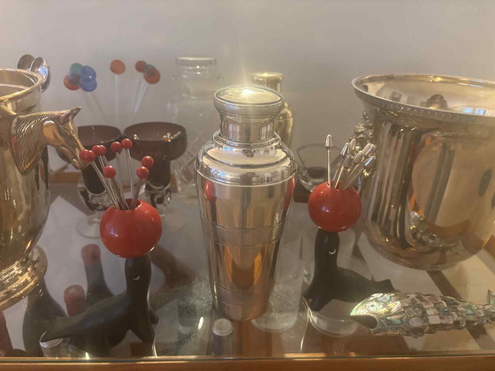 Image 1 of shaker à cocktail Art Déco vintage plaqué argent