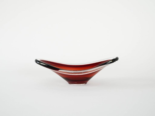 Ruby schaal, Murano glas, Italiaans design, jaren 60, gemaakt in Italië
