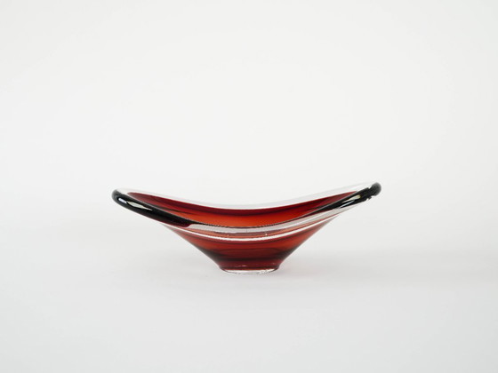 Image 1 of Ruby schaal, Murano glas, Italiaans design, jaren 60, gemaakt in Italië