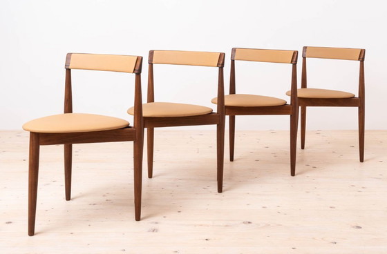 Image 1 of Teak Dining Set by Hans Olsen, 4 Chairs, Round Table, Danish Modern, 1950s