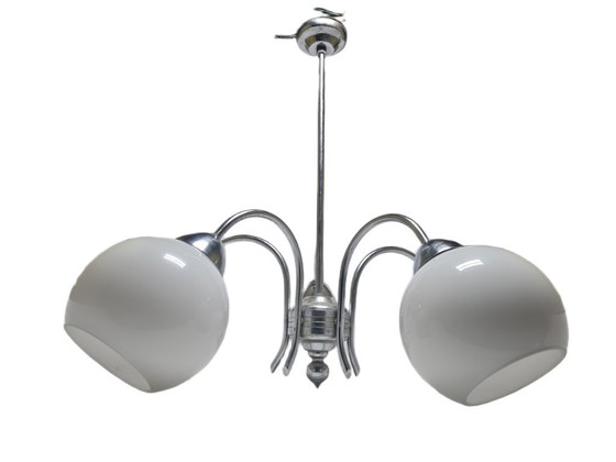 Art Deco Style Chandelier, Poland, 1960s – Glass, Metal (photo 4 of 8)